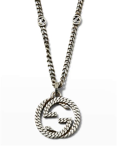 Gucci Interlocking necklace in sterling silver .